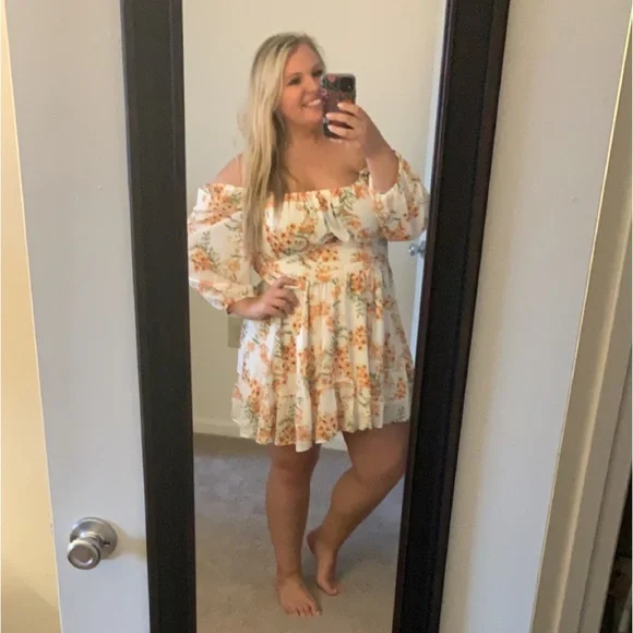 Amazon Dress! Orange, light green and white! - Picture 3 of 4